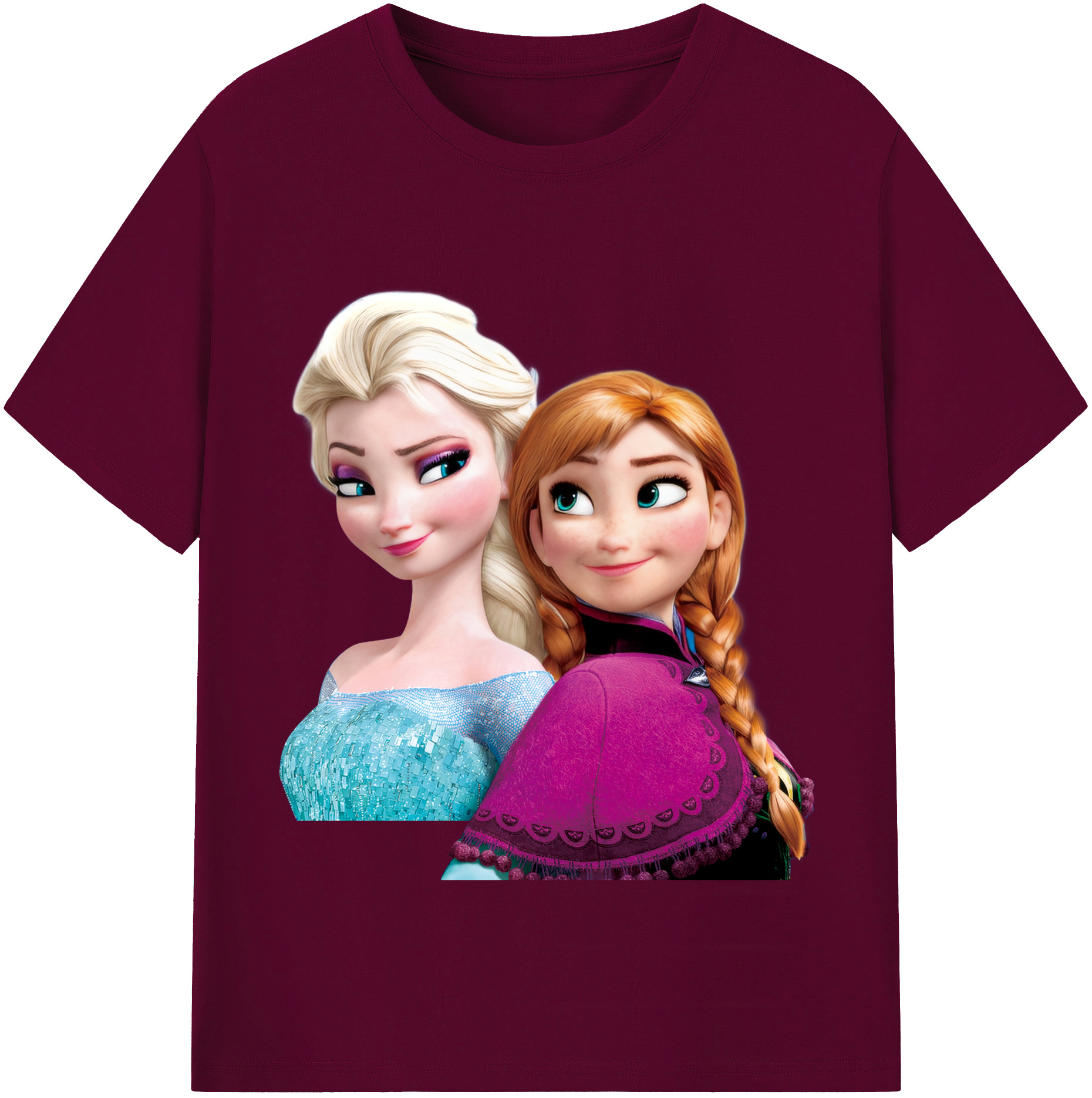 （画像用） アナと雪の女王 アンナ エルサ Frozen Anna Elsa レディースカジュアルプリントTシャツ（綿100％）